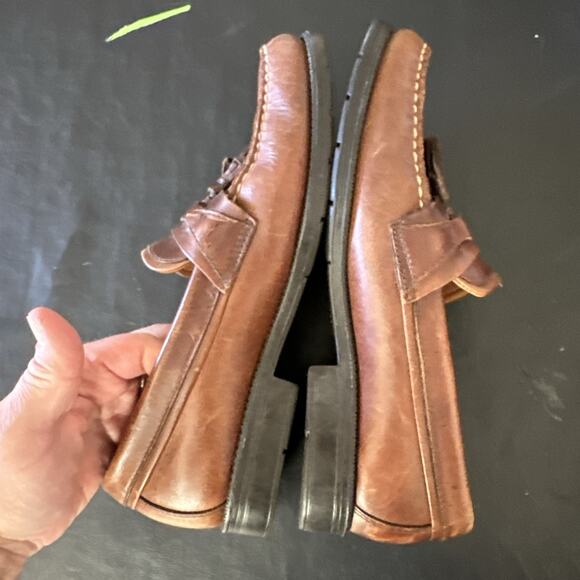 Bass Flex Loafers Men’s 10 Brown Leather Phillips Tassel Comfort Slip-on Y2K BP - Picture 8 of 11